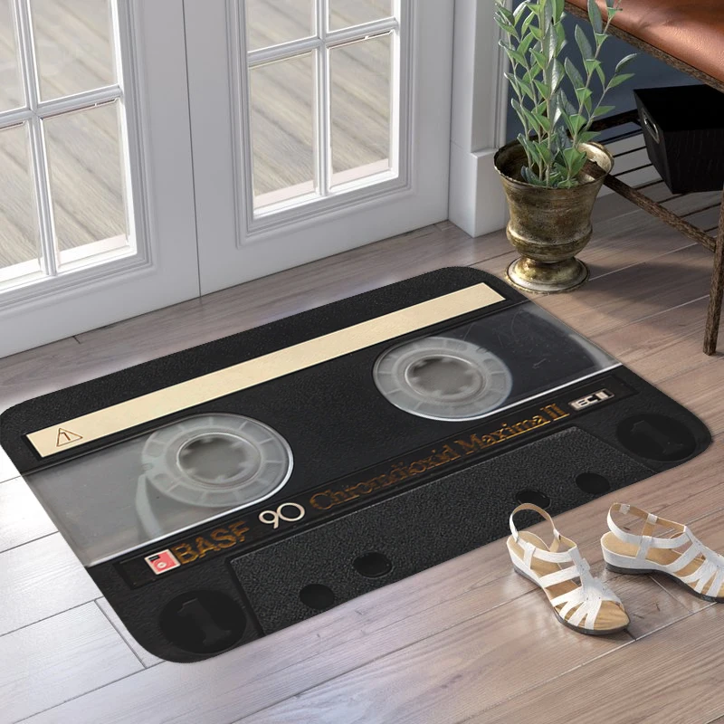 Vintage Cassette Music Tape Waterproof Foot Mat Corridor Carpet for Kitchen Custom Doormat Living Room Bathroom Bedroom Rug