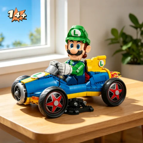 2026 New Racing Series Kart Luigi G DIY Racing Car Model Building Blocks Sets Construction Toy for Kids or Adults Birthday Gifts