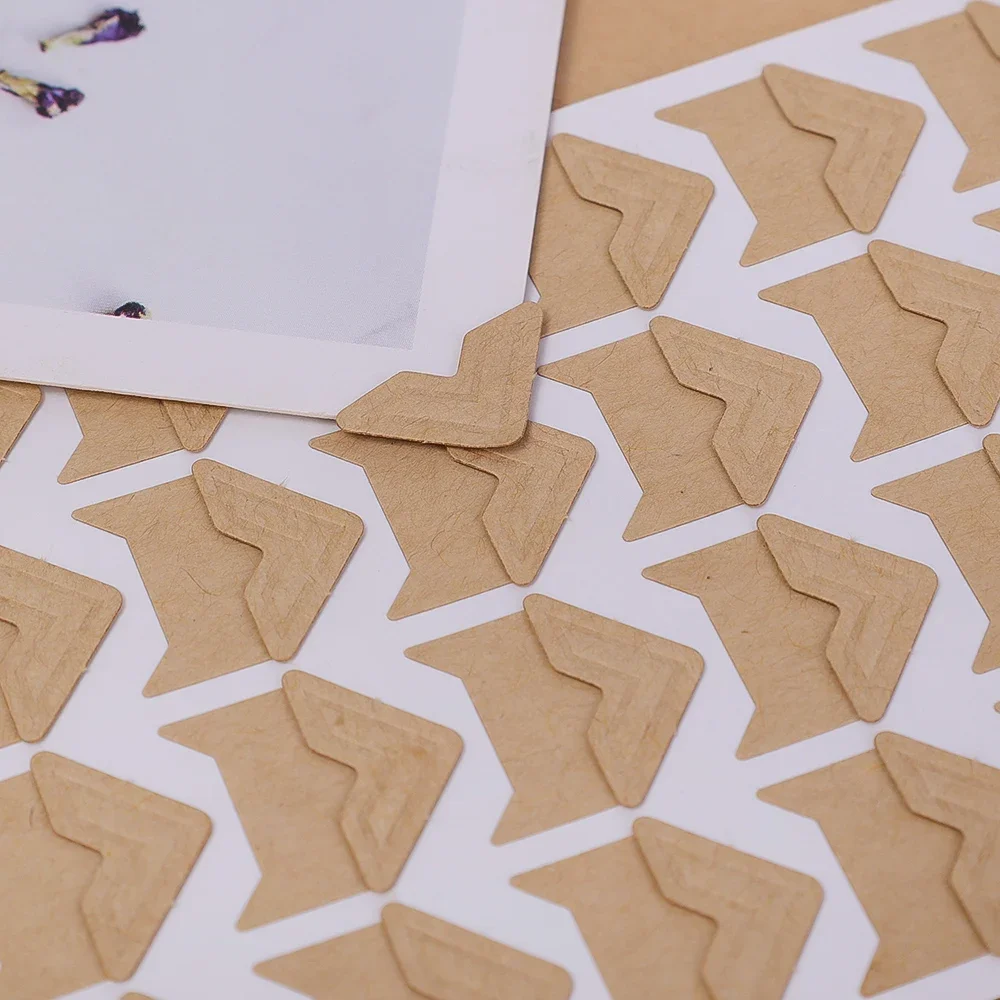 240/120/24Pcs DIY Vintage Corner Kraft Paper Stickers for Photo Album Frame Decoration Scrapbooking Picture Protect Decoration