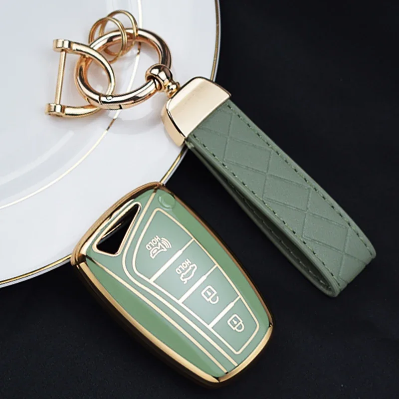 TPU Car Key Case Shell Cover Fob For Hyundai Santa Fe Sport Ix45 Equus Centennial Genesis G80 Grandeur Azera 2013-2016 Keychain - Image 4