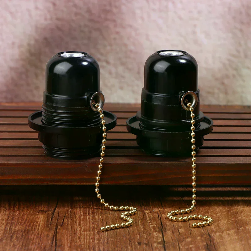 1pc Holder with Push Button E27 Bakelite Self-locking Light Body with Zipper Switch Lamp Base E27 Full Tooth Half Tooth Lamp
