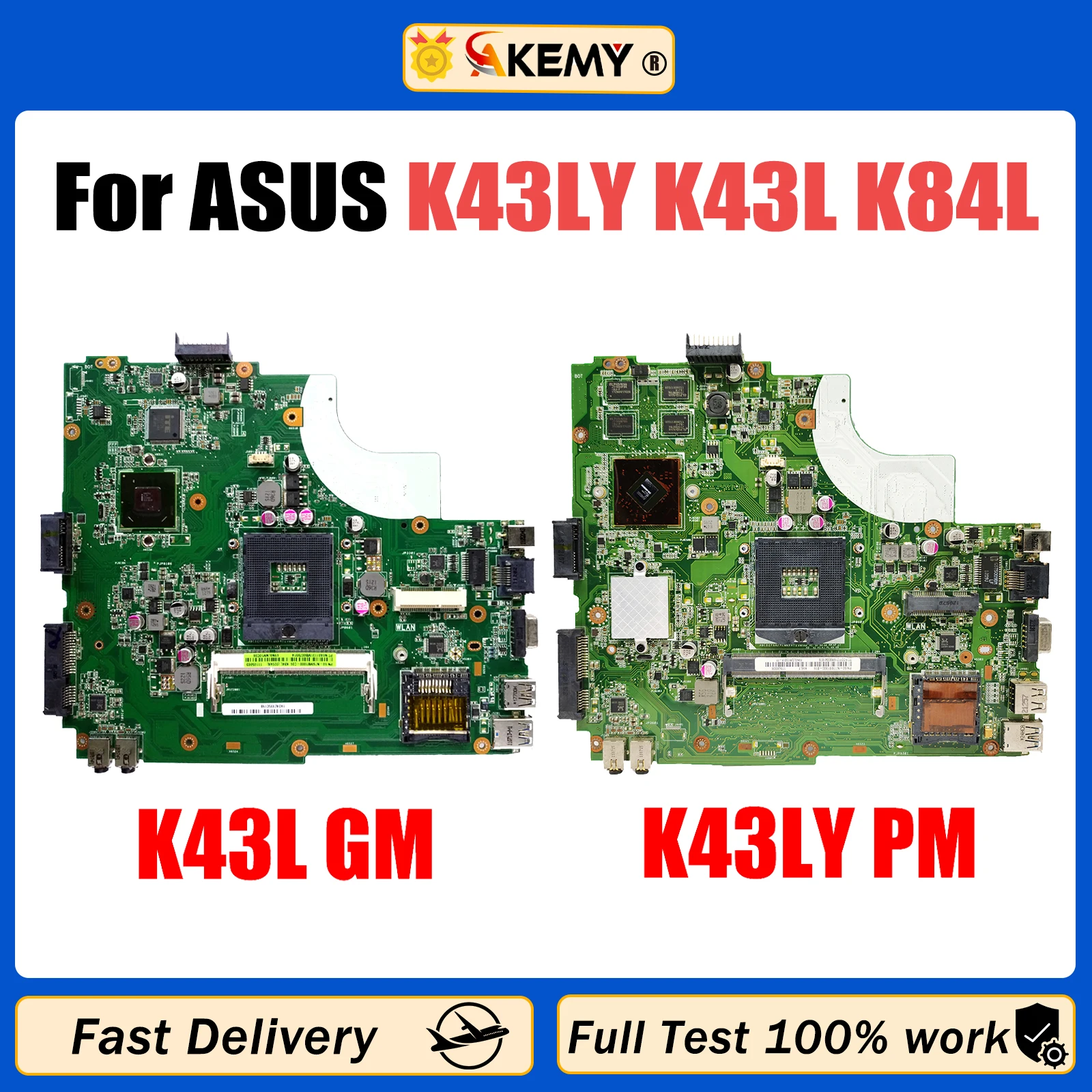 

Материнская плата AKEMY для ноутбука ASUS K43LY K43L K84L материнская плата для ноутбука поддержка I3 I5 DR3 полностью протестирована