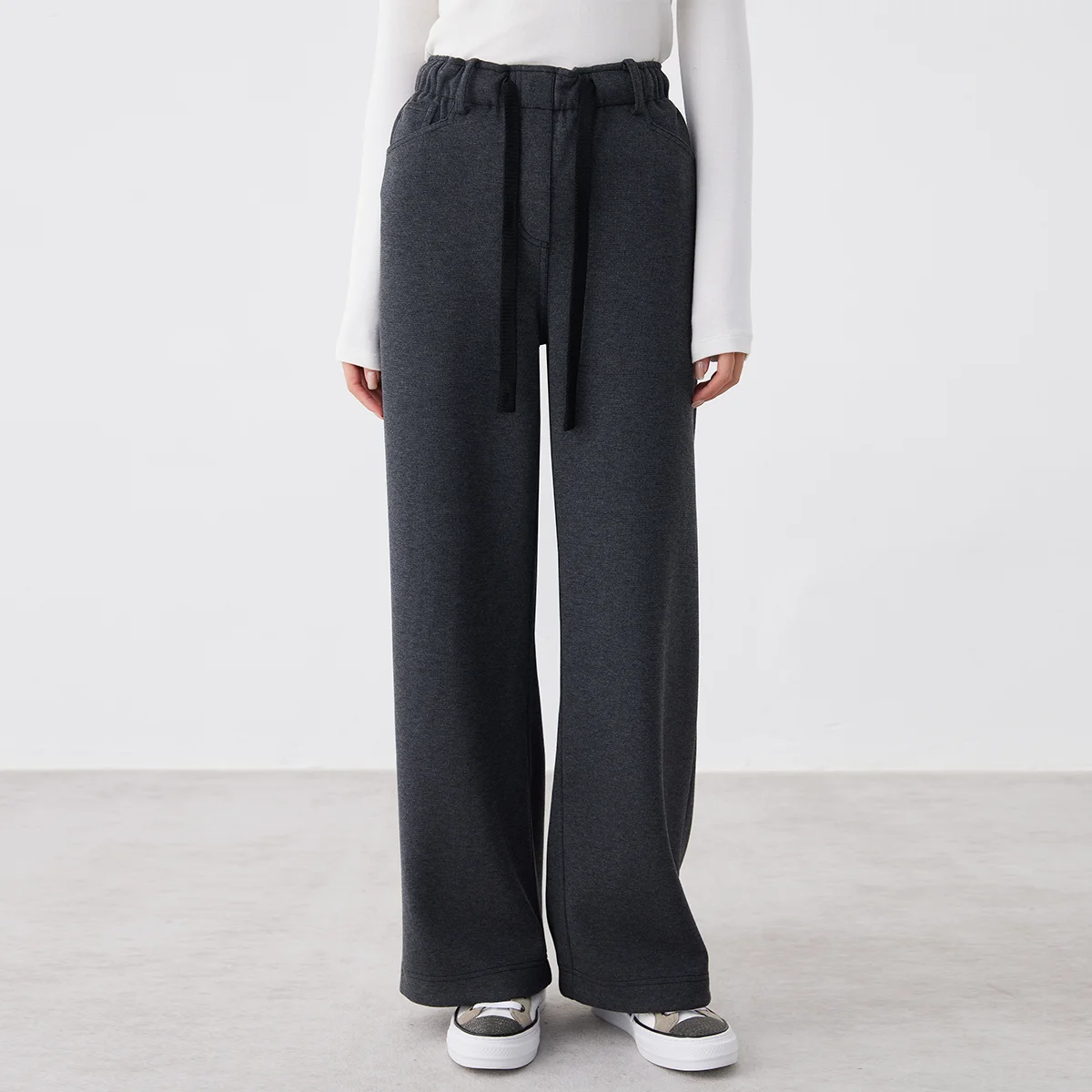 

K2661W High quality women's high waisted elastic lace up blended pants for women