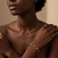 Stainless Steel Necklace and Bracelet New Design Vintage Fashion Small Round Beads Bamboo Chain Necklace For Women Jewelry