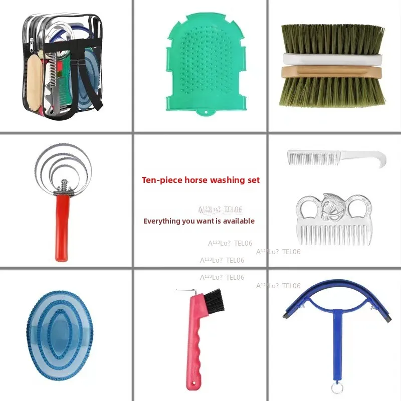 Horse Grooming Brush Washing Tool Kit Equestrian Supplies 8801015 for Stable Care Cleaning