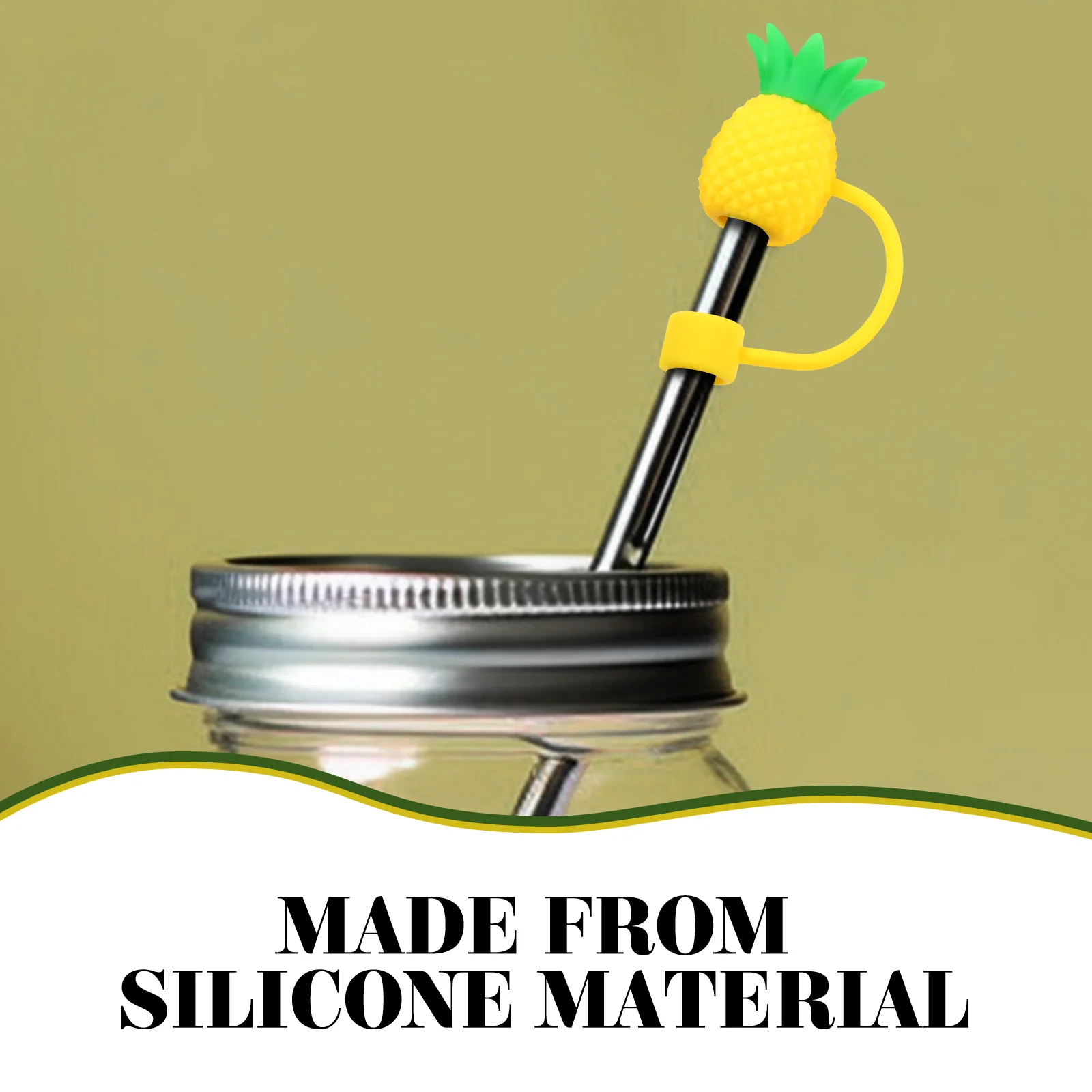 

4pcs Reusable Silicone Straw Covers Pineapple Drinking Tips Protector Smooth Portable Party Decor For Banquet Birthday Ceremony