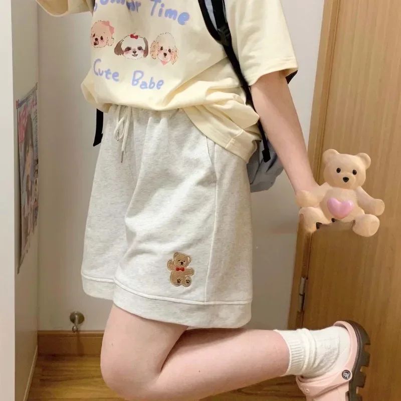 Japanese Sweet Harajuku Preppy Style Short Pants Casual Cute Embroidery Design Spring Summer Commuter Shorts Y2k Streetwears