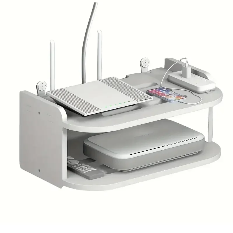 Enrutadores Wifi, estante colgante, regleta, salida múltiple, cajas superiores de TV, Cable, estantes flotantes ocultos, soporte de montaje en pared, organizador de almacenamiento