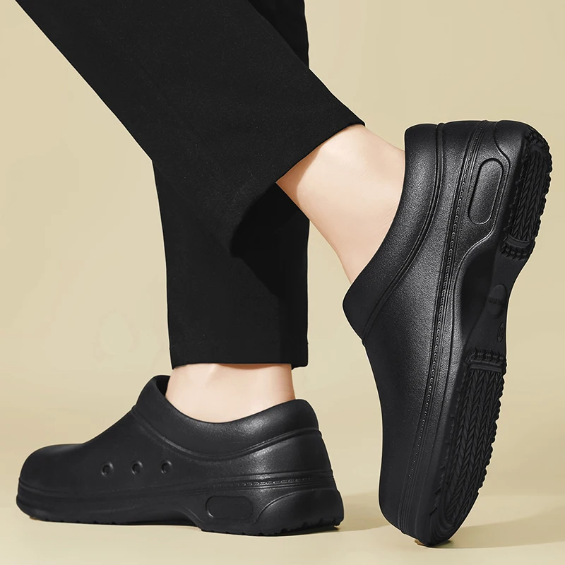 Men's Rain Boots, Health Shoes, Food Service Shoes, Cleaning Shoes, Black Casual Outdoor Shoes, Oil-Proof, Dust-Proof, Waterproof, Soft-Soled, Lightweight, Breathable, Wear-Resistant, Food and Hotel S image 6