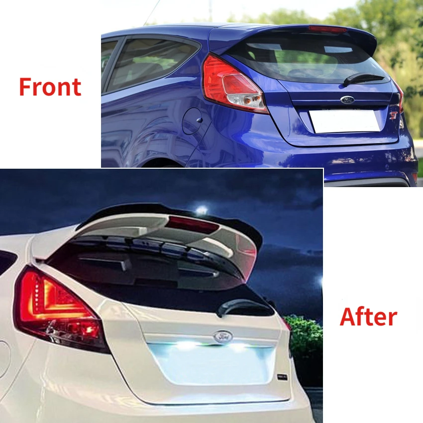 For Ford Fiesta ST-Line MK6 MK6.5 Hatchback 2008-2017 ABS 1Pcs Car Rear Roof Spoiler Window Wing Splitter Trim Kit Glossy Black