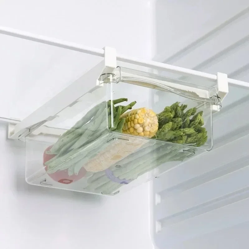 1/2pcs Fridge Organizer Fruit Egg Refrigerator Storage Box Under-shelf Drawer Fresh-keeping Kitchen Fridge Organizer