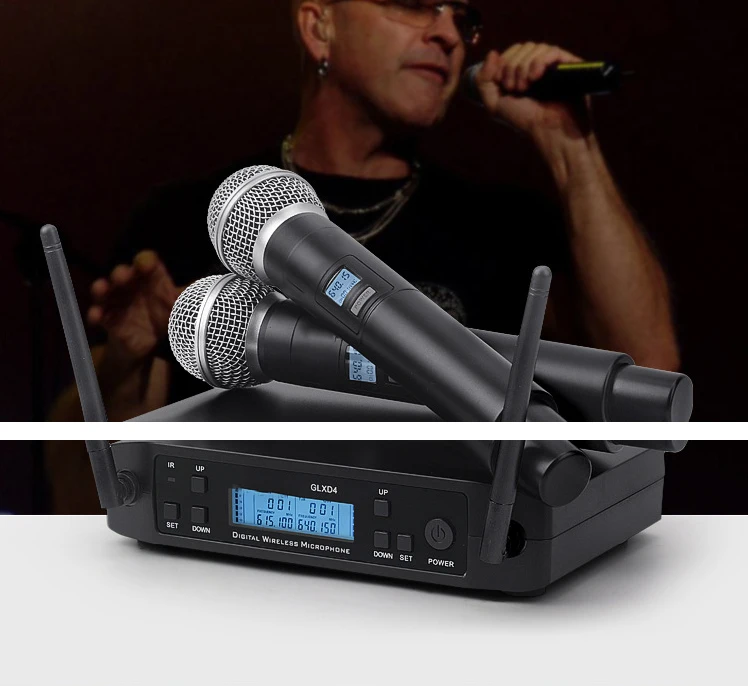 Professional Handheld Wireless Mic FM  professional performance microfone GLXD4 wireless microphone