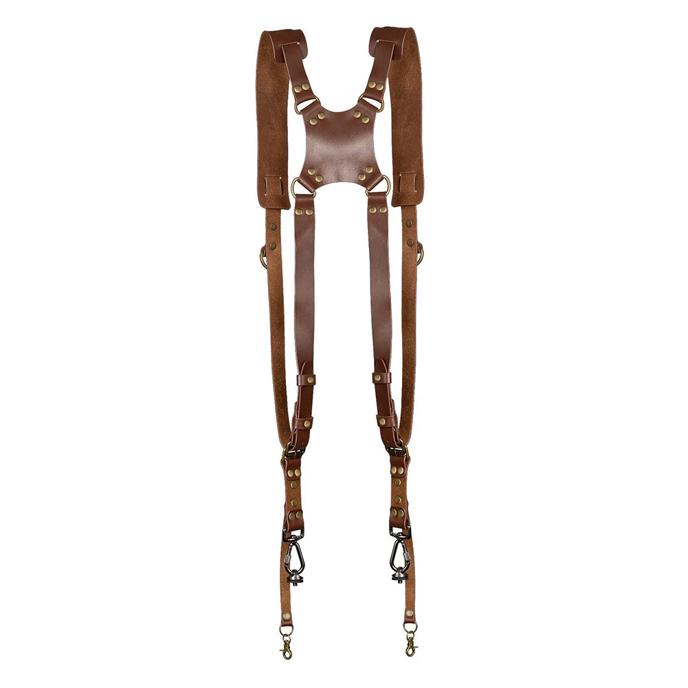 Dual Camera Strap Double Camera Harness Adjustable Leather Camera Straps Universal Camera Carrying Strap for Photographers