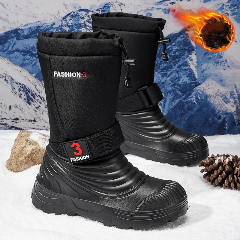 Men's New Snow Boots for Autumn and Winter, Fleece-Lined and Thickened, Cold-Proof, Outdoor Warm, Waterproof, Anti-Skiing, Hiking view 2