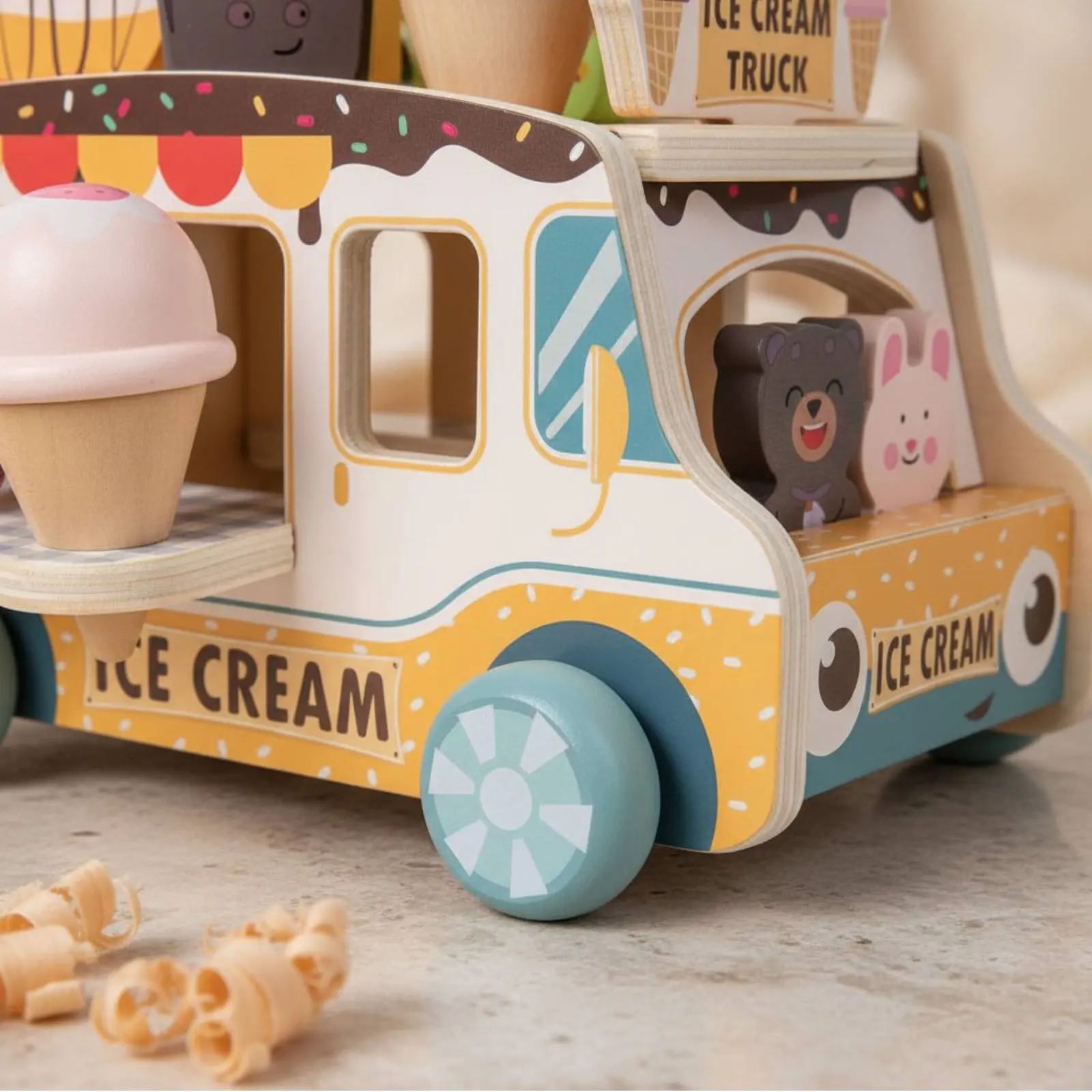 

Ice Cream Shop Playset Includes Accessories Pretend Play Food Vehicle Pretend Play Food Cart Stackable Servings for Children
