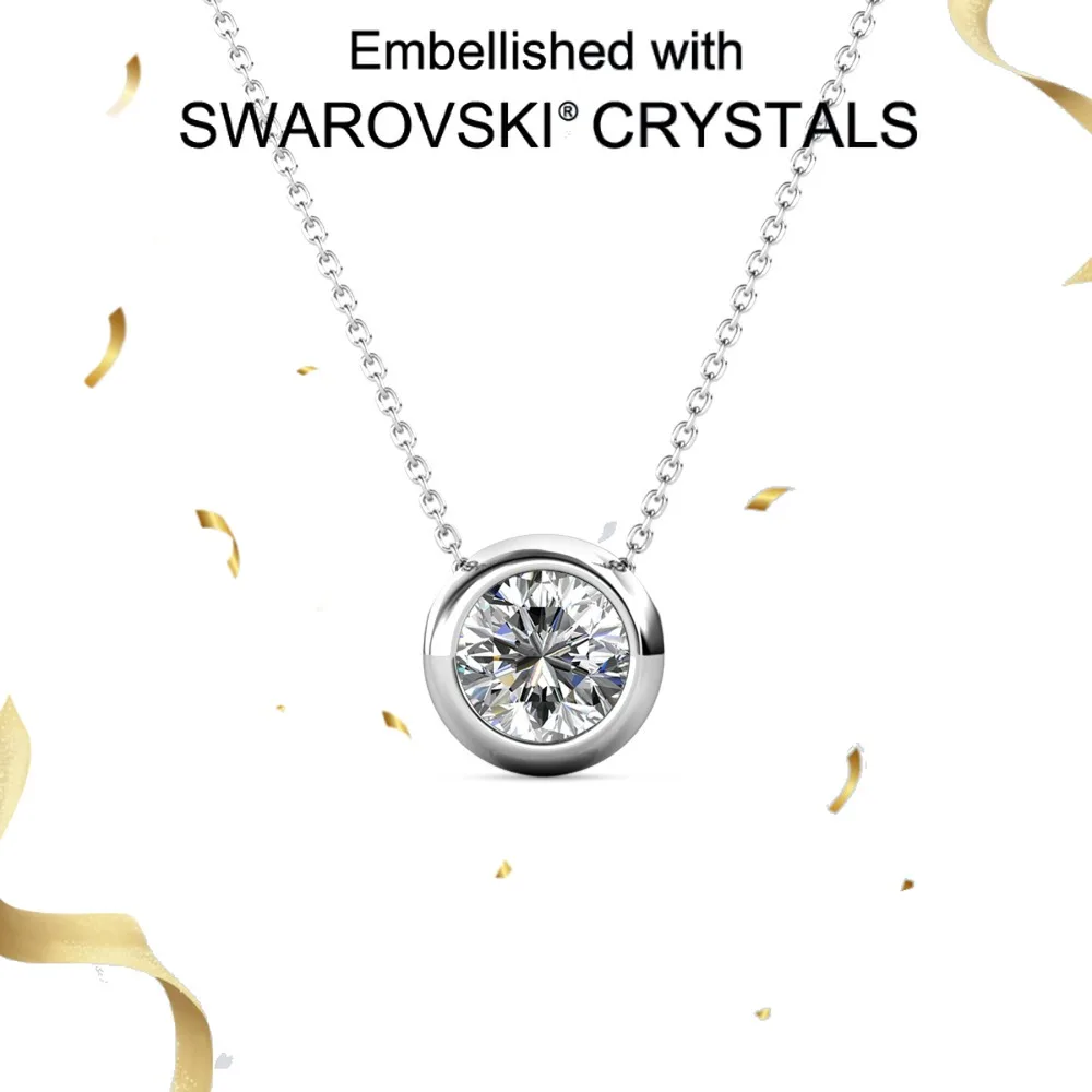 

Daisini Простое круглое ожерелье из стерлингового серебра 925 пробы с покрытием из белого золота 18 карат, украшенное премиальными кристаллами Сваровски