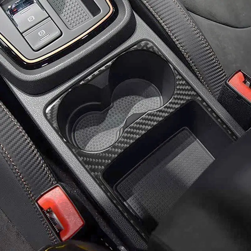 Car Styling Soft Carbon Fiber Interior Accessories Drinks Cup Holder Frame Cover Trim For Seat Leon 2017 2018 2019