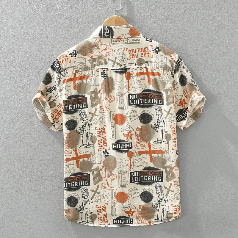 Fashion Print Short Sleeve Shirt for Men Summer New Loose Casual Shirt Designer Clothes Men