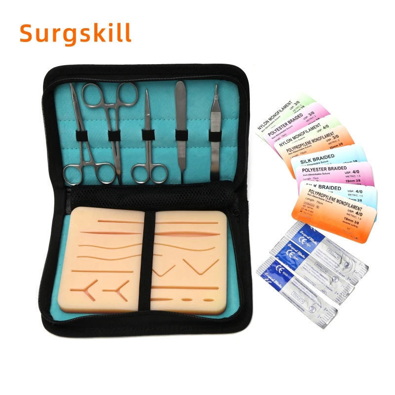 Surgical Suture Practice Kit For Medical Training, Suturing Pad With Tool Set