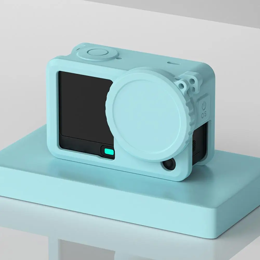 เคสซิลิโคนสีพื้นแบบนิ่ม พร้อมสายคล้องป้องกันการสูญหาย สำหรับ DJI Action 6 ฝาครอบเลนส์ ป้องกันเต็มรูปแบบ อุปกรณ์เสริมสำหรับกล้อง