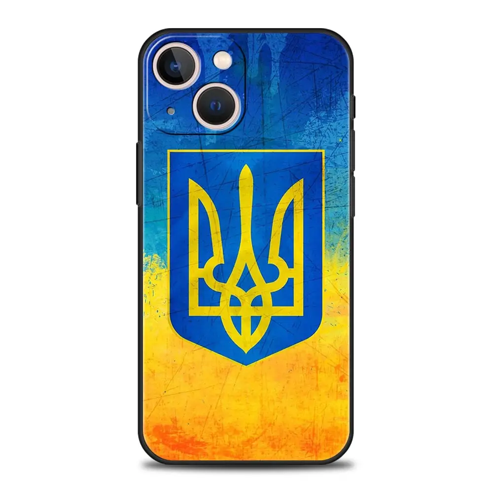 Ukraine Flagge Telefon Fall Für iPhone Apple 15 14 13 12 11 Pro Max Mini 7 8 plus XR XS X SE 2020 Schwarz Silikon Abdeckung Coque Funda