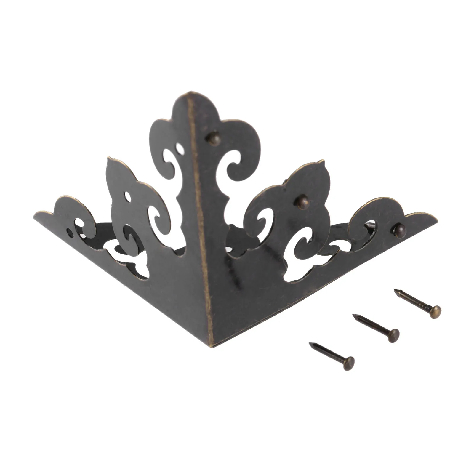 4PCS Antique Chinese Furniture Corner Decorative Protectors For Wood Case Table Desk Xiangyun Pattern Package With Nails 50*50mm