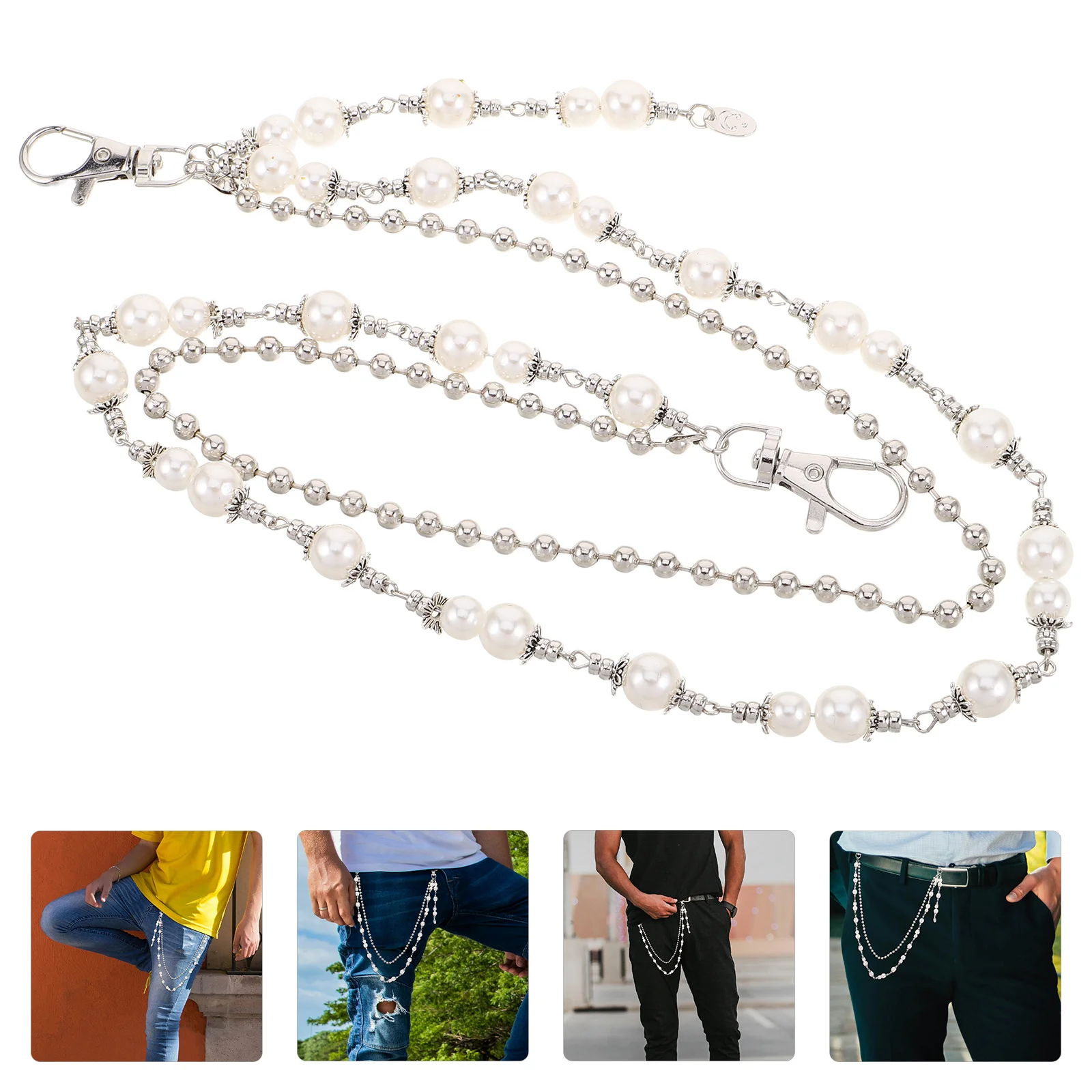 

Hip Hop Pants Chain Metal Layered Lanyard Stylish Punk Trousers Accessory Summer Music Festivals Parties Pants Chain