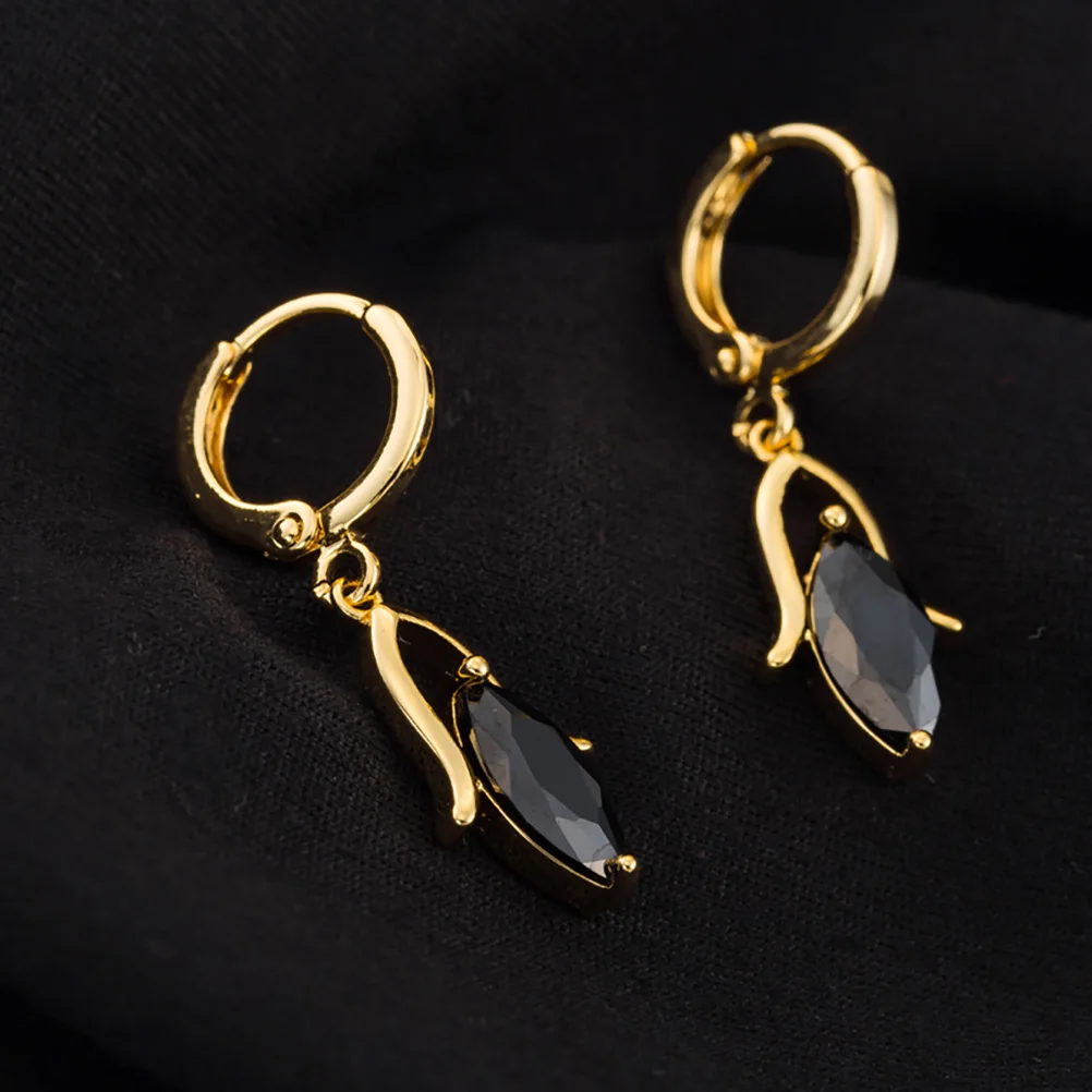 

1Pair Black Zircon Earrings for Women Minimalist Circle Design Everyday Wear Jewelry Women Earrings Zircon Ear Rings