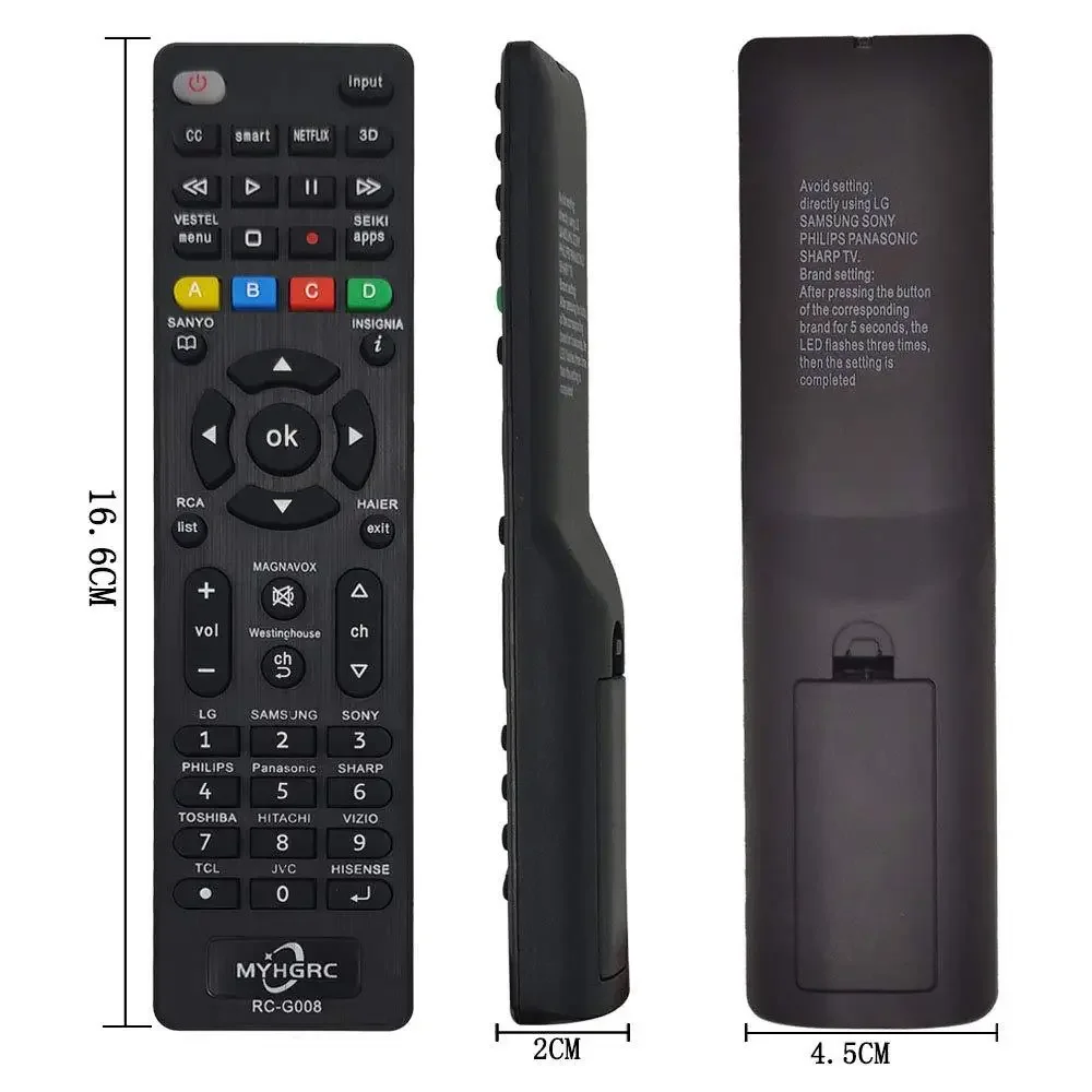 RC-G008 Universal TV Remote Control Replacement for Samsung for Sony/Panasonic, Sharp/Toshiba/TCL LCD LED 3D HDTV Smart TV