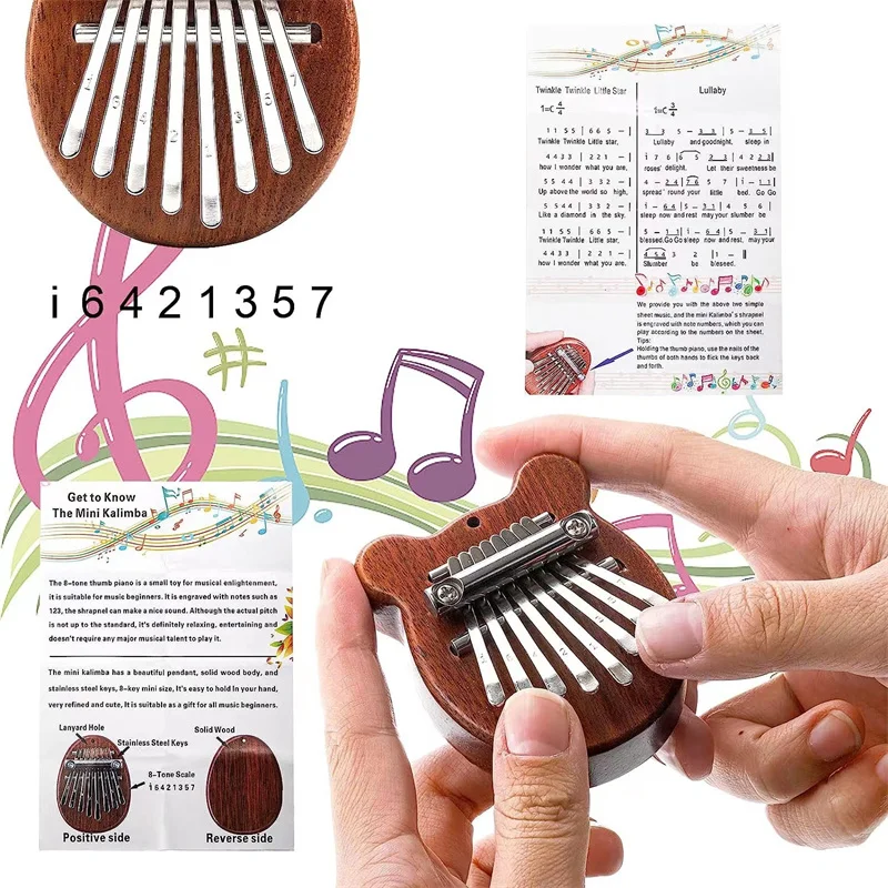 8 Key Mini Wooden Kalimba High Quality Exquisite Finger Thumb Piano Marimba Musical Good Accessory Pendant Gift Kids Musical Toy