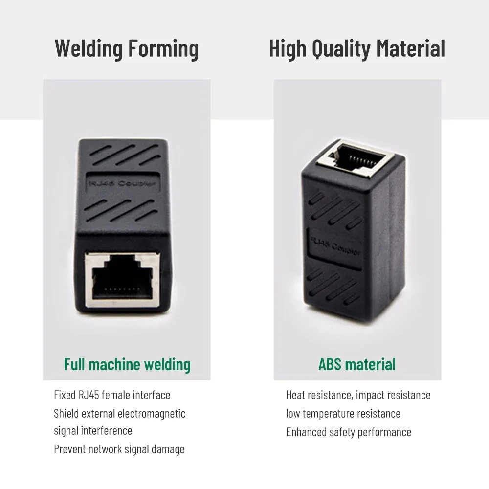 Rj45 extensor de rede, fêmea para fêmea, adaptador ethernet, cabo ethernet, para laptop