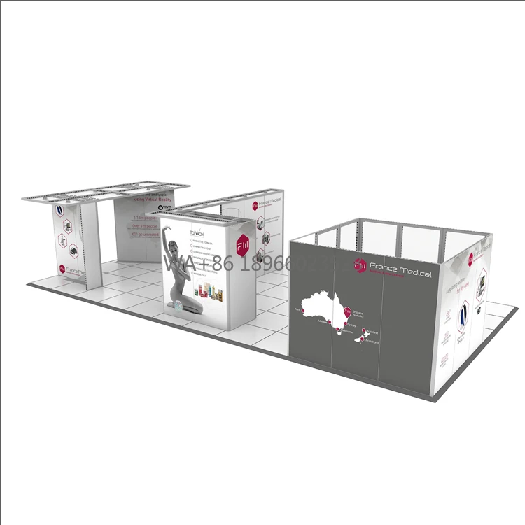 Exibição de feiras médicas de 20x40 pés com design gráfico para venda