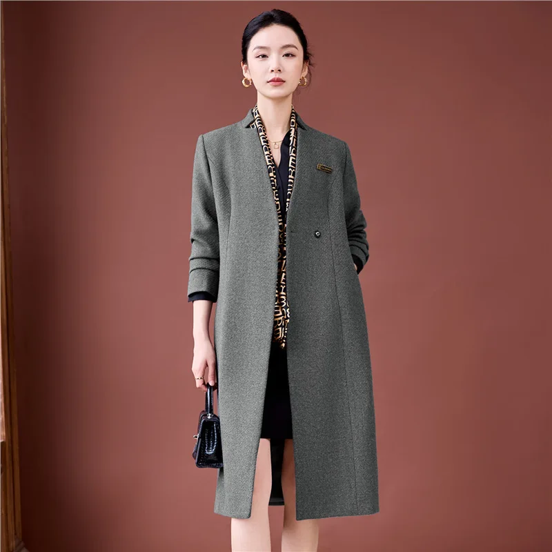 

2025Goddess Style High-End Wool Coat Autumn Winter Fashion Simple Elegant Lady High-End Mid-Length Coat