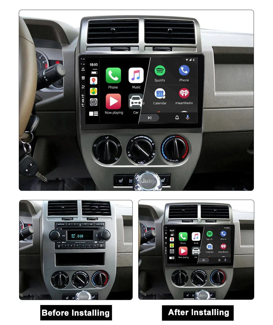 Android 12 For Dodge Caliber Jeep Compass 1 MK Patriot 06-10 Car Radio Multimedia Video Player Navigation Stereo GPS Head Unit