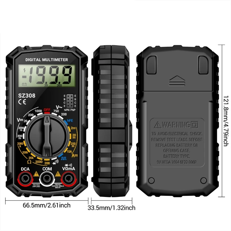 Multimeter Tester for Voltage Resistance Diode Test Battery Operated(NOT Included)