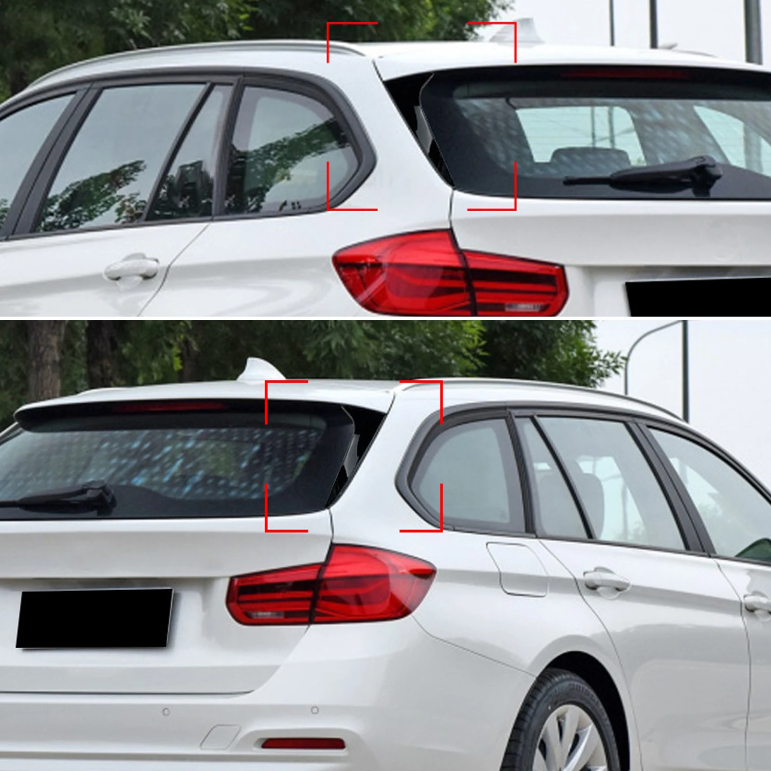 2x Car Rear Window Side Spoiler Wing Mirror Tail Glossy Black For BMW 3 Series F31 Touring Wagon 2012-2018 Auto Rear Window