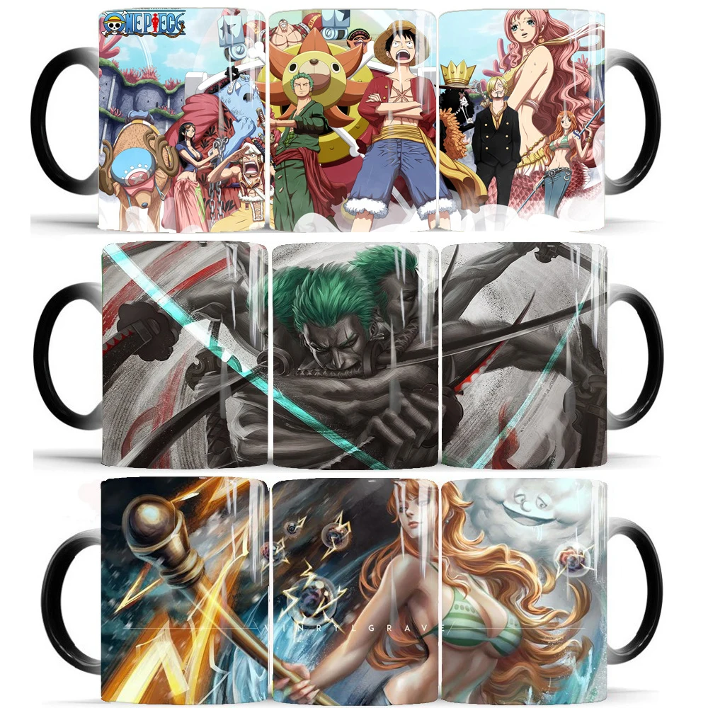 One Piece Monkey.D.Luffy Roronoa Zoro Ace Low Nami Boa Hancock Anime Figure Ceramic Water Cup Mug That Changes Color When Heated