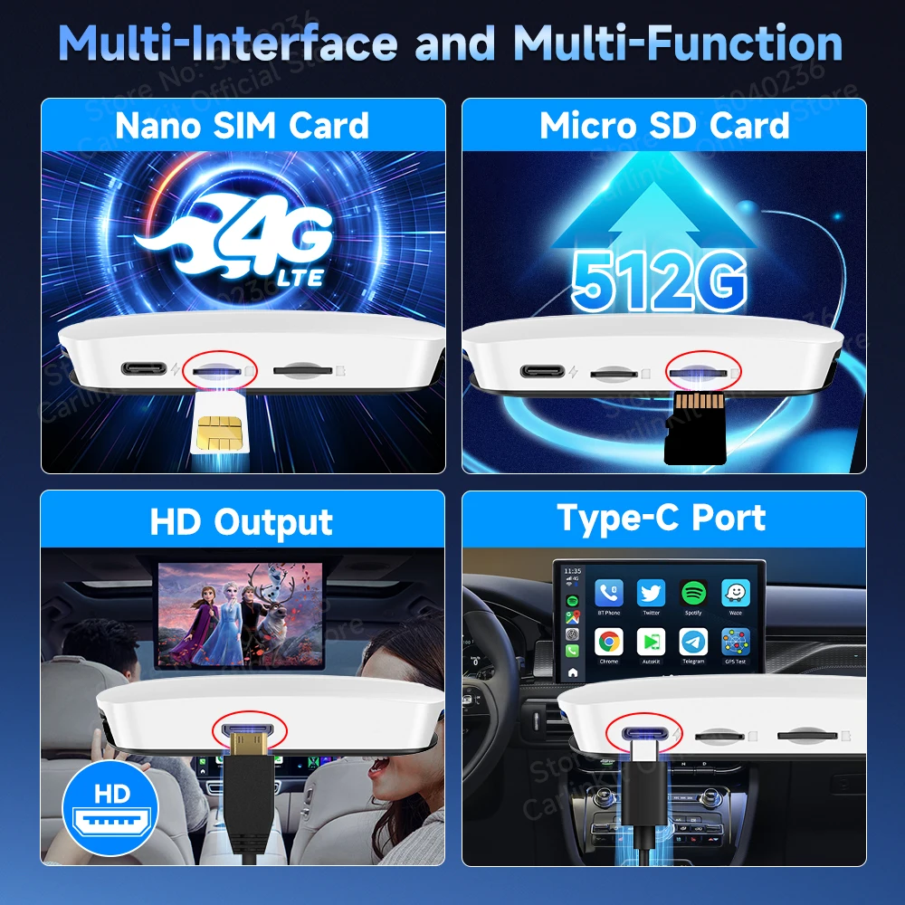 HDMI CarlinKit UHD Android 13 TV Box 8GB + 128GB يدعم Netflix YouTube Wireless CarPlay Android Auto لترقية سيارة OEM عبر الإنترنت #5