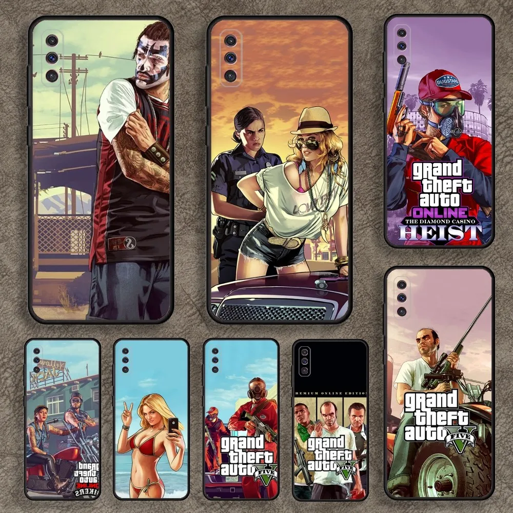 Grand Theft Auto GTA 5 Phone Case for SamsungA 91,80,73,72,71,70,53,52,51,42,41,40,32,31,30,22,21,20,13 S 4G 5G Soft Black Case