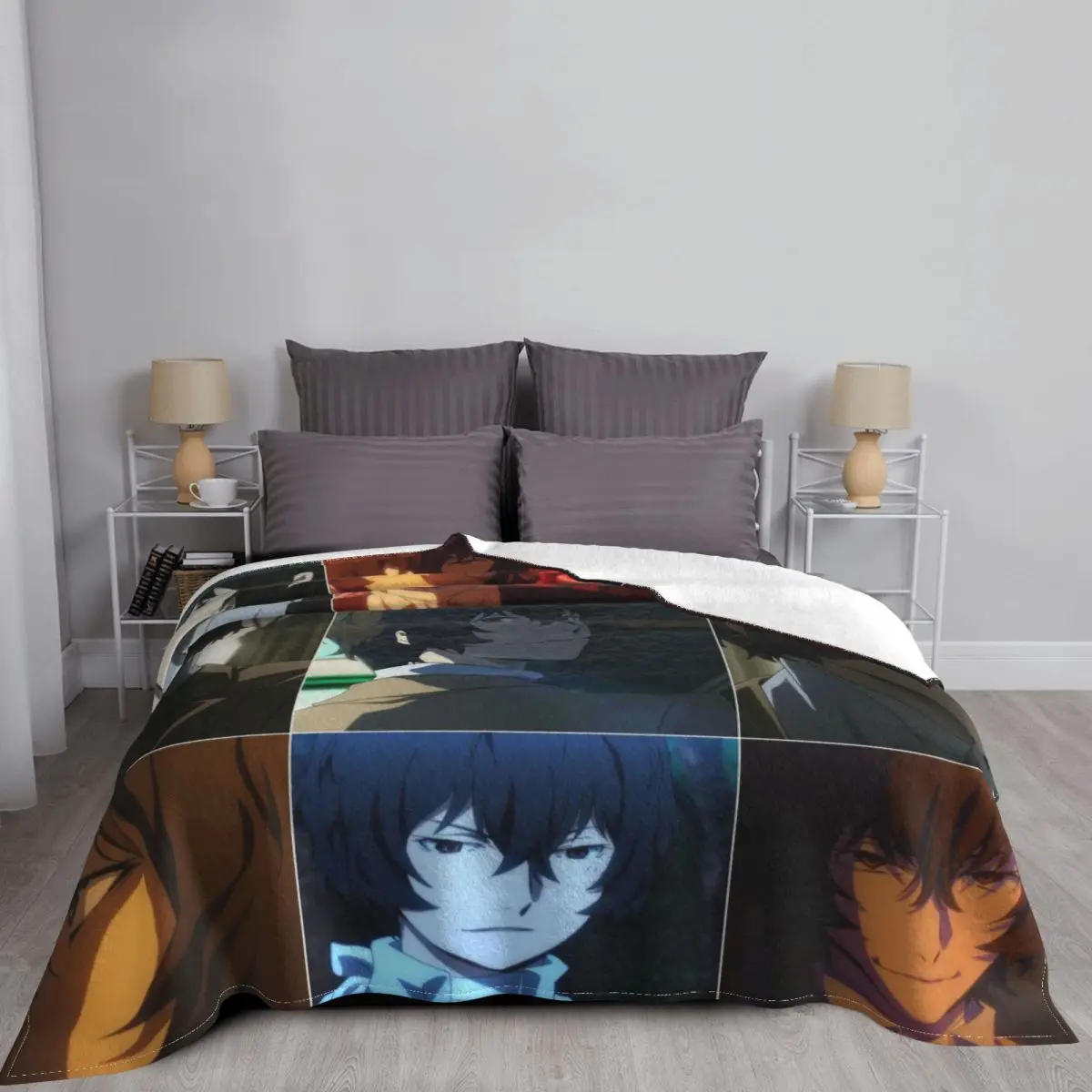 Dazai Osamu Blankets Coral Fleece Plush Winter Japanese Plaid Anime Multi-function Warm Throw Blanket for Sofa Office Bedspreads