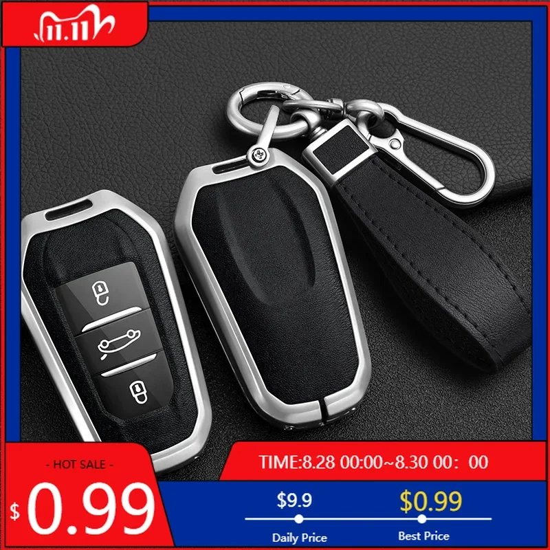 

Внутренние наклейки Чехол для ключа автомобиля для Peugeot 308 508 для Citroen C3/C5 Aircross 2018-2022 для DS 3 DS 5 DS 7, черный прозрачный ключ