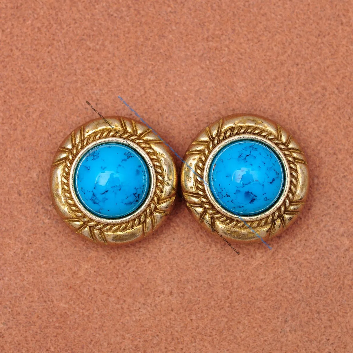 Southeast western Brass screwback Turquoise concho Sun Star flower carved buttons for leather craft wallet bag saddle belt decor