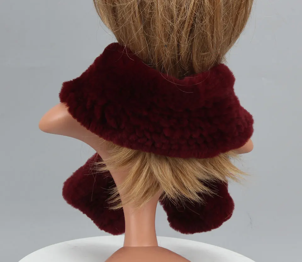 Frauen Stricken Echt Rex Kaninchen Pelz Schal Dame Fashion Floral Rex Kaninchen Pelz Schalldämpfer Heißer Winter Warme Natürliche Pelz Schals neue Stil – Detail 31