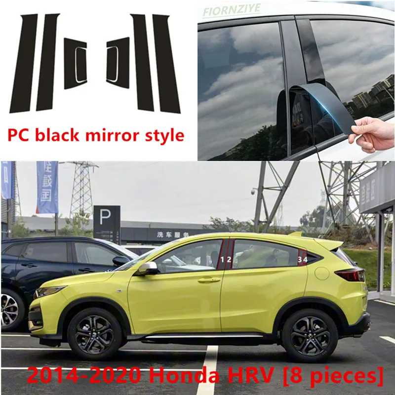 

Suitable for 2014-2022 Honda HRV modified special window trim PC black mirror center pillar sticker