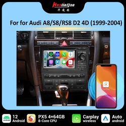 Hualingan for Audi A8 S8 D2 Android 13 auto multimedia DVD stereo radio player GPS navigation CarPlay Auto 2din stereo head unit