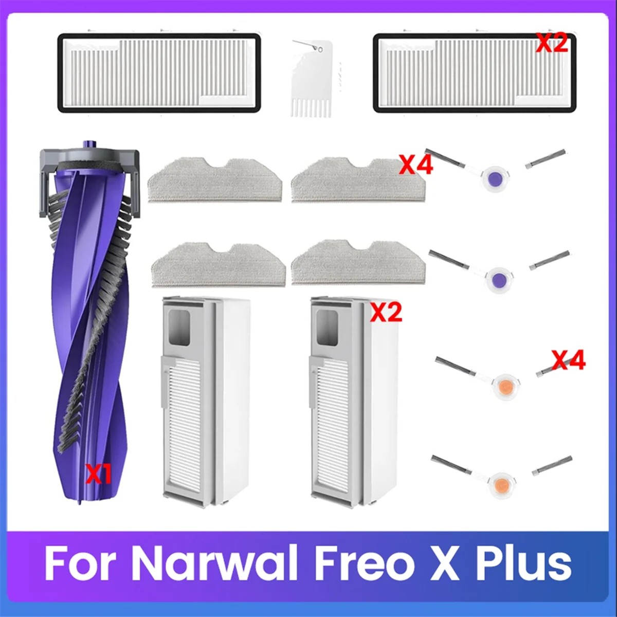 B25B для Narwal Freo X Plus, аксессуары для роботов-пылесосов, основная боковая щетка, фильтр Hepa, подушечки для швабры, мешки для пыли, запасные насадки