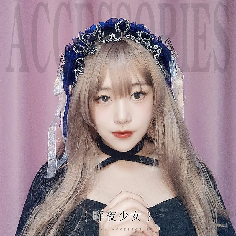로리타 카와이 고양이 귀 레이스 보우 머리띠 코스프레 애니메이션 KC 헤어 밴드 귀여운 소녀 메이드 머리 장식 헤어 액세서리 헤드 랩