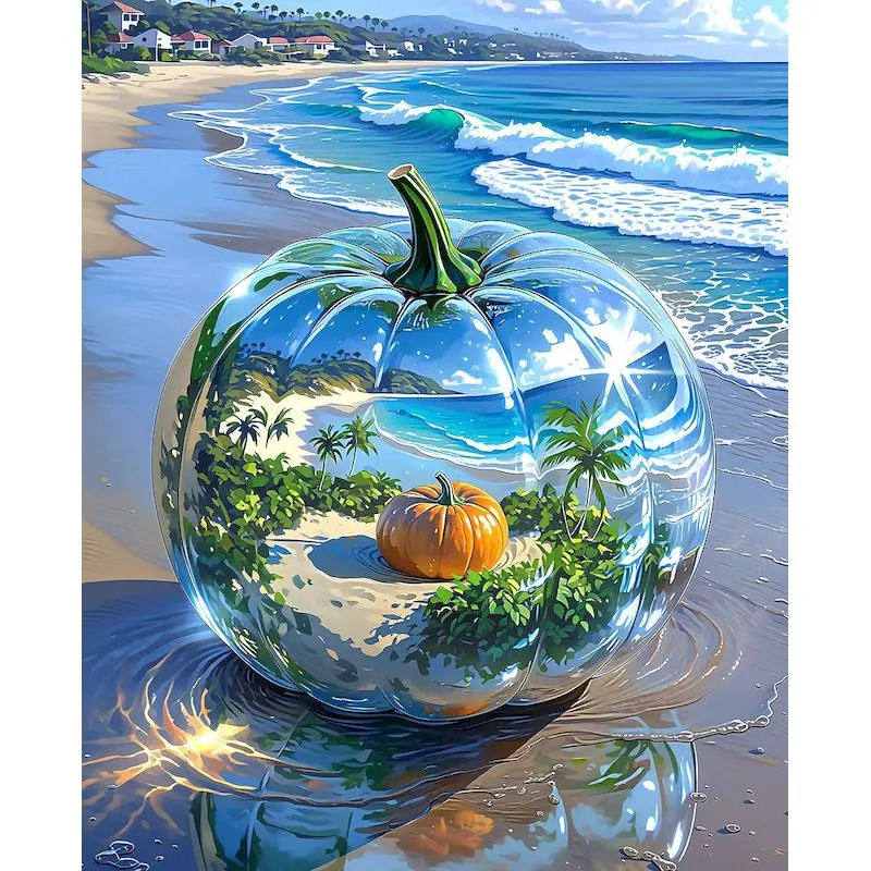 GATYZTORY Diamond Painting Kit Home Decor Gift Crafts Diy Kits For Beginners Beach Scenery Full