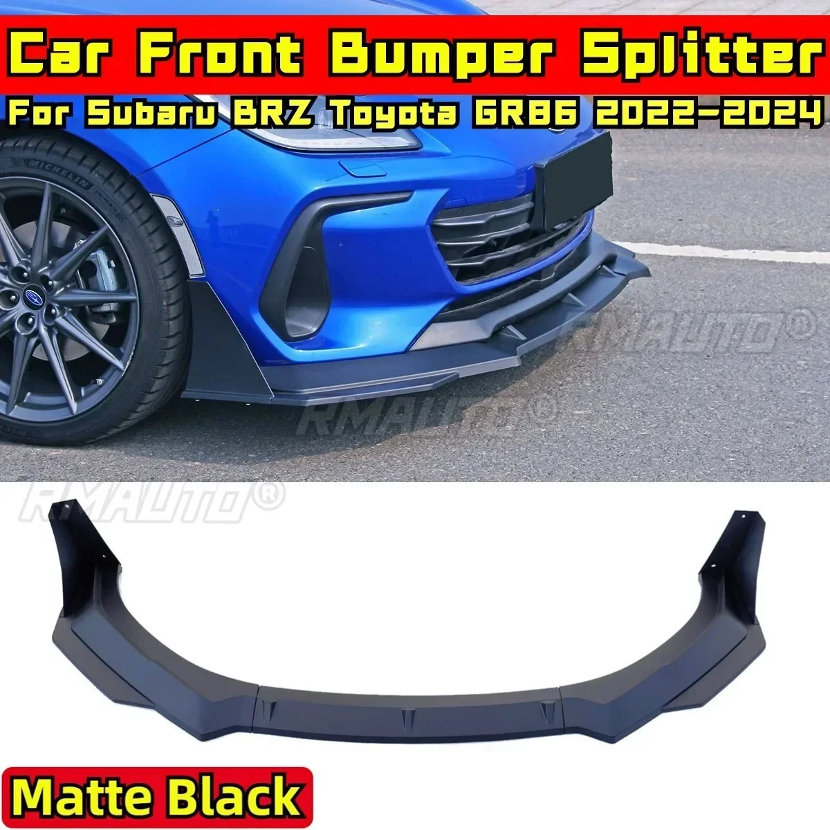 BRZ GR86  Front Bumper Cover Glossy Black Front Bumper Diffuser DC Style For Subaru BRZ Toyota GR86 2022-2024 Car Accessories