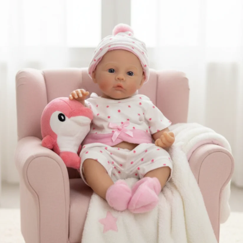 13 بوصة مفتوحة الفم مرج مع 2 ملابس الصلبة سيليكون بيبي تولد من جديد فتاة رسمت الجلد اليدوية نابض بالحياة بيبي تولد من جديد دي سيليكونا